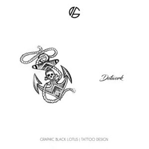 Dotwork Anchor & Skull Tattoo Design