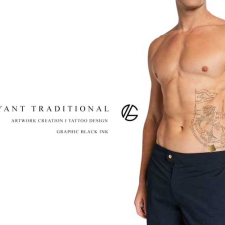 Sak Yant Lion & Flag