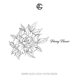 black-lines-peony-flower-japanese-tattoo-design