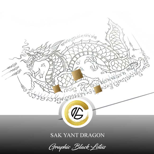 Sak Yant Dragon - Graphic Black Lotus